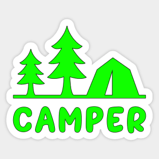 Camper Outdoors Tents and Pine Trees Sticker